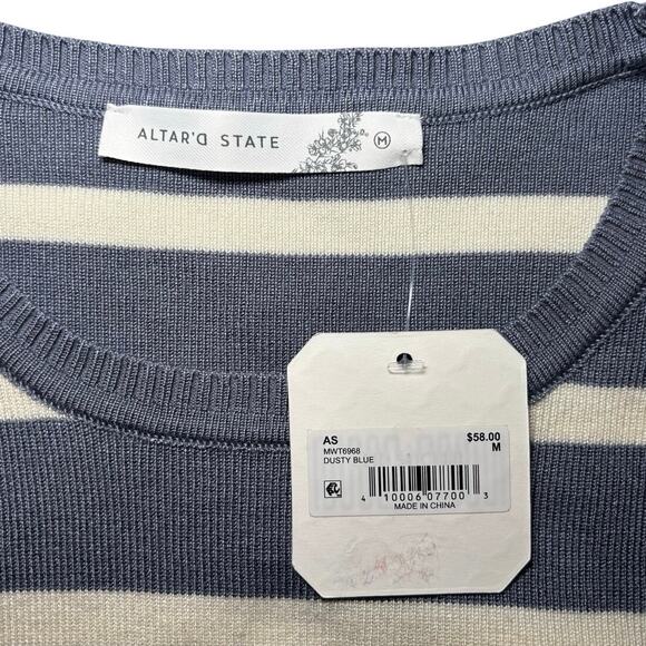 NWT Blue and White Striped Alter'd State Cropped Sweater Medium - Picture 2 of 4